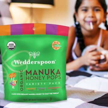 Wedderspoon Organic Manuka Honey Lollipops, Variety Pack, 24 Count (Pack of 1), Genuine Manuka Honey + Vitamin C