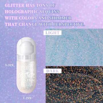 DAGEDA Body Glitter Gel, Roll-on Face Glitter for Mermaid Makeup Festival Rave Accessories, Holographic Hair Glitter Gel,Body Shimmer Halloween Makeup for Rave Party (Galaxy Blue)