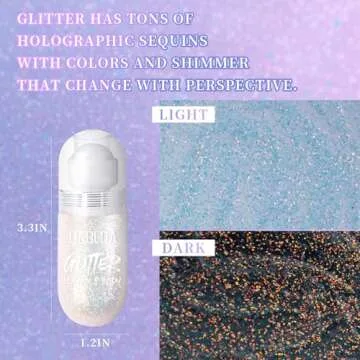 DAGEDA Body Glitter Gel, Roll-on Face Glitter for Mermaid Makeup Festival Rave Accessories, Holographic Hair Glitter Gel,Body Shimmer Halloween Makeup for Rave Party (Galaxy Blue)