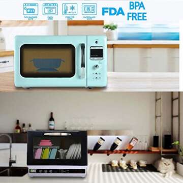 KingKam 2 Pack Baby Bowls with Suction, Silicone Stay up Baby Bowl for Kids and Toddlers, Silicone Bowls and Spoons for Baby Toddler Bowls, Baby Feeding Bowls Set - Blue/Green