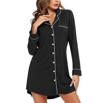 Leikar Postpartum Pajamas Nightgowns For Women Button Down Pajamas Dress Nursing Pajamas M