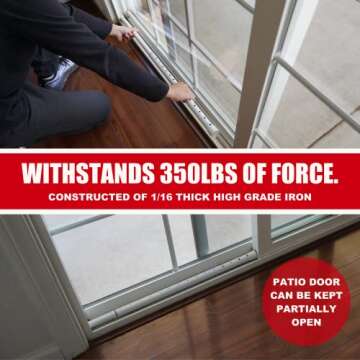 SecurityMan Adjustable Door Security Bar - Constructed of High Grade Iron - Great for Apartment Security or Home Protection Door Stoppers -(18.25”-47.5” for Doors / 18.25”-46.5” for Patio Doors) White