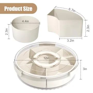 Divided Snack Box Container with Rotating Tray for Easy Use