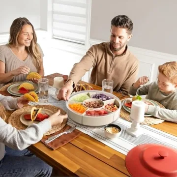 Divided Snack Box Container with Rotating Tray for Easy Use