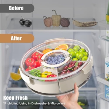 Divided Snack Box Container with Rotating Tray for Easy Use