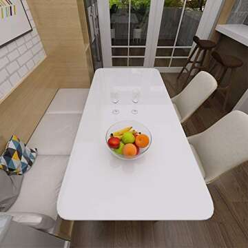 LaCheery 24"x160" Glossy Wallpaper White Contact Paper Decorative Self Adhesive Counter Top Covers Removable Wallpaper Peel and Stick Countertops for Kitchen Cabinets Shelf Drawer Liner Desk Dresser