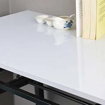 LaCheery 24"x160" Glossy Wallpaper White Contact Paper Decorative Self Adhesive Counter Top Covers Removable Wallpaper Peel and Stick Countertops for Kitchen Cabinets Shelf Drawer Liner Desk Dresser