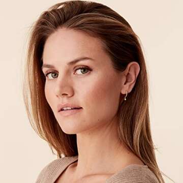 PAVOI 14K Gold Plated 925 Sterling Silver Post Huggie With Dangle | Small Hinged Hoop Earrings For Women | Trendy CZ Pearl Yellow Hoop