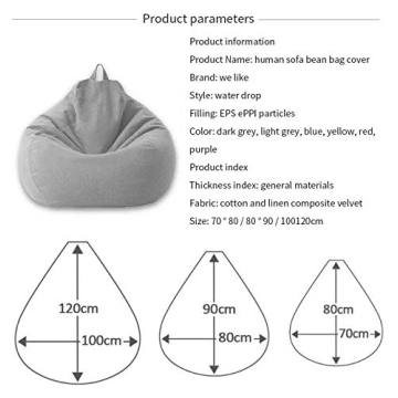 KODENG Large Bean Bag Pouf for Stylish Storage Solutions