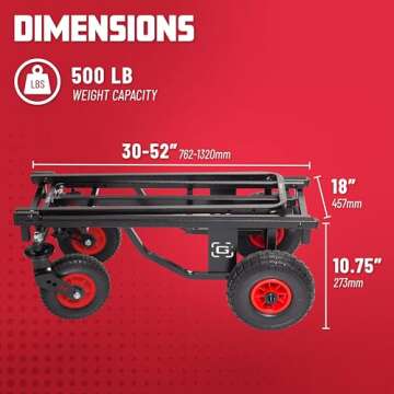 Gator Frameworks All-Terrain Folding Multi-Utility Cart with 30-52” Extension & 500 lbs. Load Capacity (GFW-UTL-CART52AT)