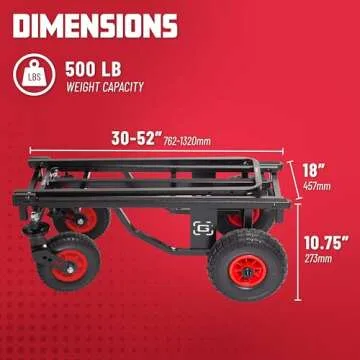 Gator Frameworks All-Terrain Folding Multi-Utility Cart with 30-52” Extension & 500 lbs. Load Capacity (GFW-UTL-CART52AT)