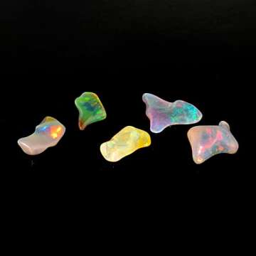 5pcs Ultra Fire Natural Organic Black Ethiopian Opal Crystal Gemstone, Chakra Healing Crystal, Rough...