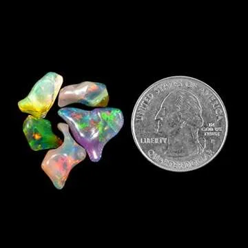 5pcs Ultra Fire Natural Organic Black Ethiopian Opal Crystal Gemstone, Chakra Healing Crystal, Rough Crystals and Gemstone, October Birthstone, Jewelry Making Supplies, Birthday Gifts, DIY Crafts