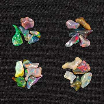 5pcs Ultra Fire Natural Organic Black Ethiopian Opal Crystal Gemstone, Chakra Healing Crystal, Rough Crystals and Gemstone, October Birthstone, Jewelry Making Supplies, Birthday Gifts, DIY Crafts