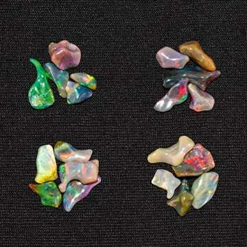 5pcs Ultra Fire Natural Organic Black Ethiopian Opal Crystal Gemstone, Chakra Healing Crystal, Rough Crystals and Gemstone, October Birthstone, Jewelry Making Supplies, Birthday Gifts, DIY Crafts