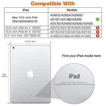 MoKo Case for iPad 9th Generation 2021/ iPad 8th Generation 2020/ iPad 7th Generation 2019, Soft Tra...