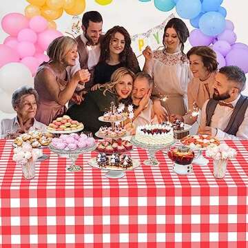 Sunepany Red Gingham Tablecloth 2-Pack for Parties