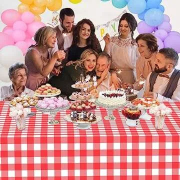 Sunepany Red Gingham Tablecloth 2-Pack for Parties