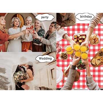Sunepany Red Gingham Tablecloth 2-Pack for Parties