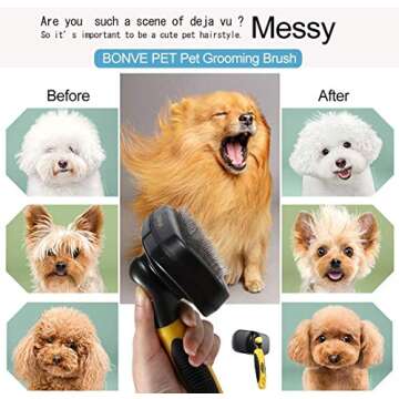 Bonve Pet LKGMS-001 Pet Grooming Brush - Pro Quality Self Cleaning Slicker Brushes for Dogs and Cats...