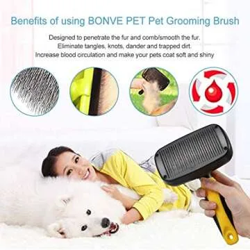 Bonve Pet LKGMS-001 Pet Grooming Brush - Pro Quality Self Cleaning Slicker Brushes for Dogs and Cats -Shedding Grooming Tools