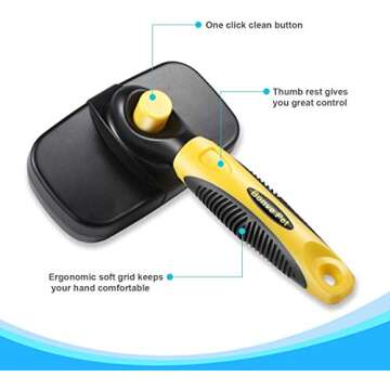 Bonve Pet LKGMS-001 Pet Grooming Brush - Pro Quality Self Cleaning Slicker Brushes for Dogs and Cats -Shedding Grooming Tools