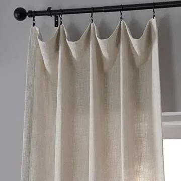 HPD HALF PRICE DRAPES Belgian Heavy Faux Linen Curtains - 108 Inches Long Light Filtering Curtains for Living Room (1 Panel), 50 X 108, Light Beige