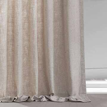 HPD HALF PRICE DRAPES Belgian Heavy Faux Linen Curtains - 108 Inches Long Light Filtering Curtains for Living Room (1 Panel), 50 X 108, Light Beige