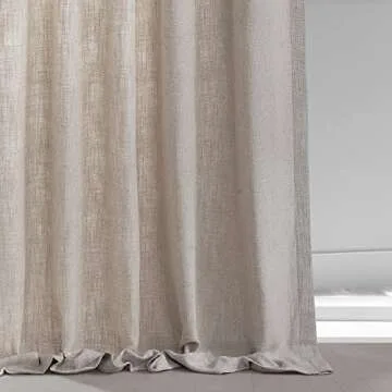HPD HALF PRICE DRAPES Belgian Heavy Faux Linen Curtains - 108 Inches Long Light Filtering Curtains for Living Room (1 Panel), 50 X 108, Light Beige