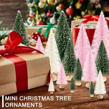 30Pcs Mini Christmas Trees Artificial Christmas Tree Bottle Brush Trees with Wooden Base for Christmas Decor Christmas Party Home Table Craft Decorations(Green+Beige+Pink)