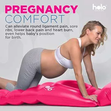 HOLO The Original Inflatable Pregnancy Pillow - Full Body Maternity Airbed/Float with Hole for Tummy - Sleeping Support & Comfort - Say Goodbye to Pregnancy Related Aches and Pains (White Sand)