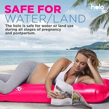 HOLO The Original Inflatable Pregnancy Pillow - Full Body Maternity Airbed/Float with Hole for Tummy - Sleeping Support & Comfort - Say Goodbye to Pregnancy Related Aches and Pains (White Sand)