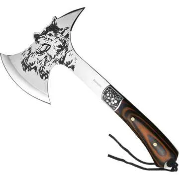 Promithi Camping Hatchet with Nylon Sheath and Wolf Etching