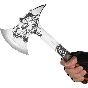 Promithi Camping Hatchet with Nylon Sheath and Wolf Etching