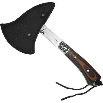 Promithi Camping Hatchet with Nylon Sheath and Wolf Etching