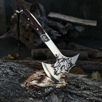 Promithi Camping Hatchet with Nylon Sheath and Wolf Etching
