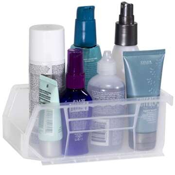 Akro-Mils 30220 AkroBins Plastic Storage Bins, Space-Saving Stackable Bins, Garage Organization Bins, Pantry Organization, Craft Storage, 7-Inch x 4-Inch x 3-Inch, Clear, 24-Pack