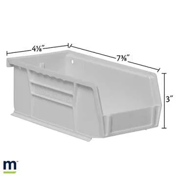 Akro-Mils 30220 AkroBins Plastic Storage Bins, Space-Saving Stackable Bins, Garage Organization Bins, Pantry Organization, Craft Storage, 7-Inch x 4-Inch x 3-Inch, Clear, 24-Pack