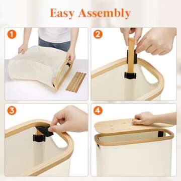 Lifewit Toilet Paper Storage, Bamboo Toilet Paper Basket with Lid and Handle, Free Standing Toilet Paper Holder Stand, Bathroom Organizer Cabinet Container Accessories, White