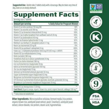 MegaFood Baby & Me 2 Prenatal Vitamin and Minerals - Vitamins for Women - with Folate (Folic Acid Na...