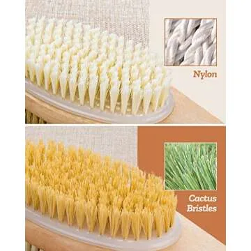 Shower Brush, Bymore Dry Brushing for Body Cellulite and Lymphatic, Dry Skin Long Handle Body Brush Natural Bristle Exfoliator Scrubber for Bath Shower Wash Brushing Exfoliating Legs and Back