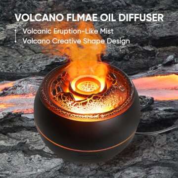 YALEDI Essential Oil Diffuser, Volcano Fire Flame Aromatherapy Diffuser, 360ml Ultrasonic Cool Mist ...