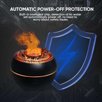 YALEDI Essential Oil Diffuser, Volcano Fire Flame Aromatherapy Diffuser, 360ml Ultrasonic Cool Mist Humidifier, Scent Aroma Diffuser with 7 Colors Light, Timer & Auto Shut-Off for Home, Room (Black)