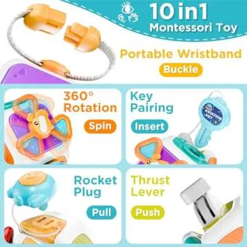 iPlay, iLearn Baby Busy Board Cube, Montessori Sensory Inspired Toy Toddler 1-3, Infant Carseat Plane Travel, Kids Educational Learning Activity, Birthday Gift 6 7 9 12 18 Month 1 2 Year Old Boy Girl