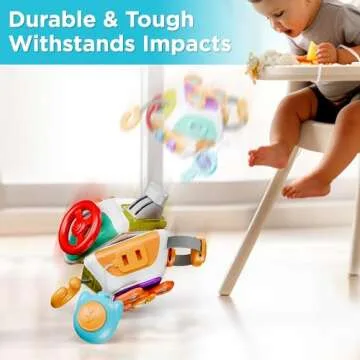 iPlay, iLearn Baby Busy Board Cube, Montessori Sensory Inspired Toy Toddler 1-3, Infant Carseat Plane Travel, Kids Educational Learning Activity, Birthday Gift 6 7 9 12 18 Month 1 2 Year Old Boy Girl