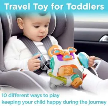 iPlay, iLearn Baby Busy Board Cube, Montessori Sensory Inspired Toy Toddler 1-3, Infant Carseat Plane Travel, Kids Educational Learning Activity, Birthday Gift 6 7 9 12 18 Month 1 2 Year Old Boy Girl