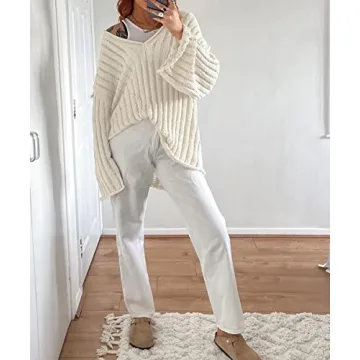 MISSACTIVER Women’s Sexy V Neck Off Shoulder Sweater
