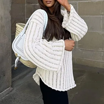 MISSACTIVER Women’s Sexy V Neck Off Shoulder Sweater