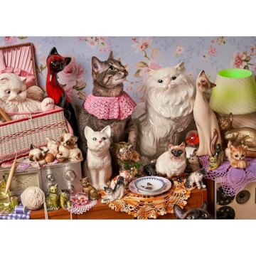 Piecework Puzzles Cat Person 1000 Piece Puzzle for Adults, Challenging Jigsaw Puzzle with Cats and P...