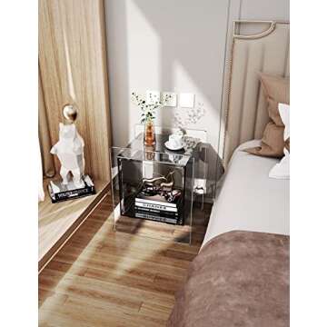 Solaround Acrylic Nightstand Colorful Bedside Table with Open Storage Shelf, Clear Side Table for Li...